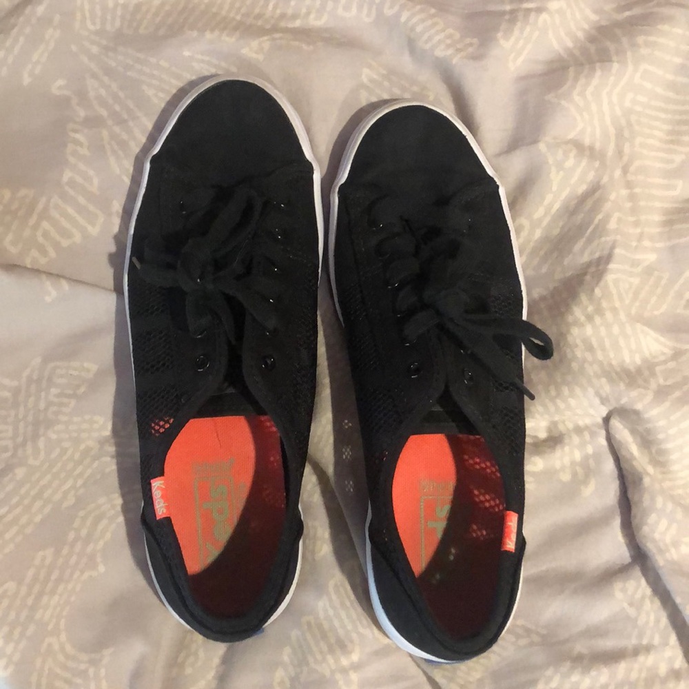 Black mesh paneled keds